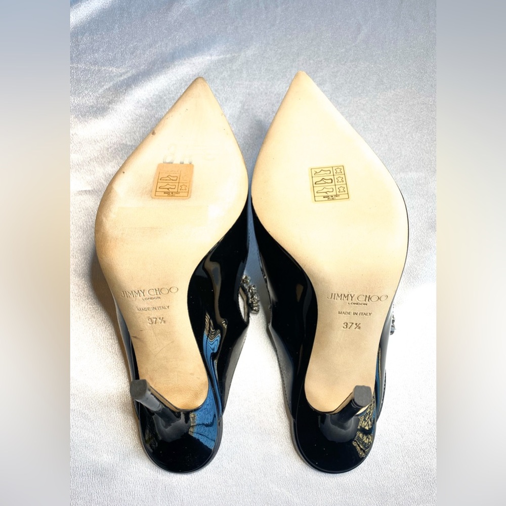 SOLD Jimmy Choo Bing 100 Crystal Embellished Black Patent Mule - Picture 8 of 16
